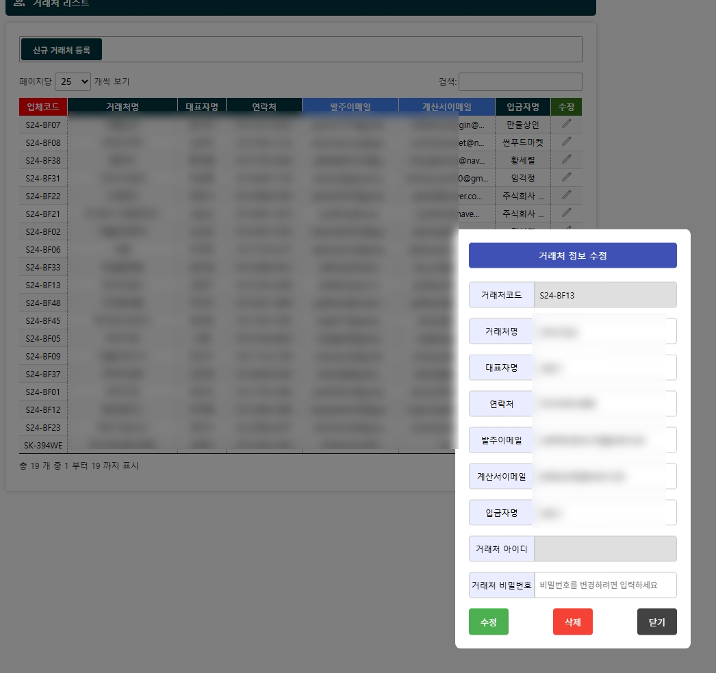유통 웹 ERP 관리 시스템