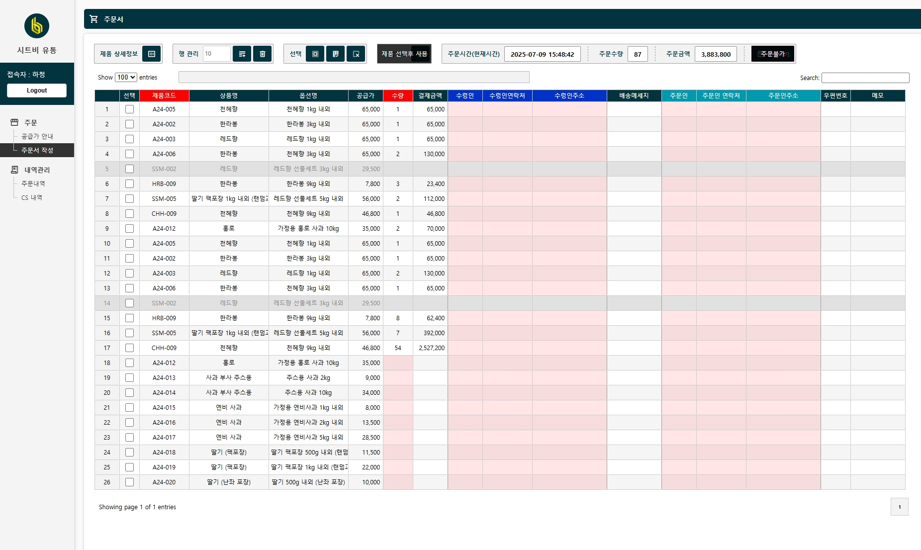 유통 웹 ERP 관리 시스템