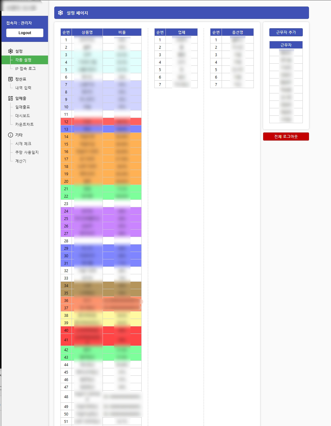 웹 ERP 매출정산 관리 시스템